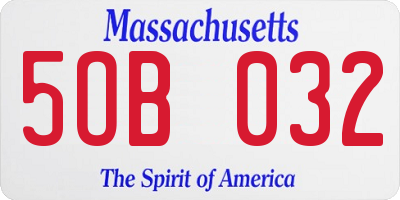 MA license plate 5OB032