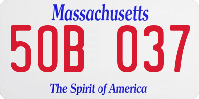 MA license plate 5OB037