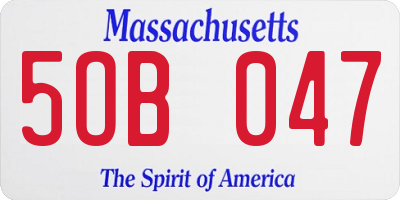 MA license plate 5OB047