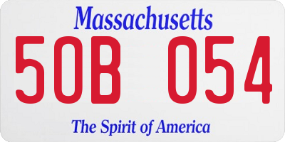 MA license plate 5OB054