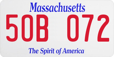 MA license plate 5OB072