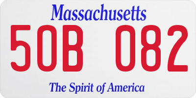 MA license plate 5OB082