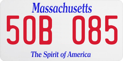 MA license plate 5OB085