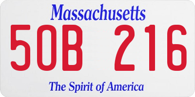 MA license plate 5OB216