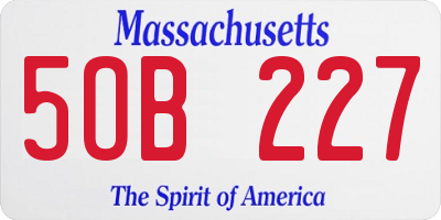 MA license plate 5OB227