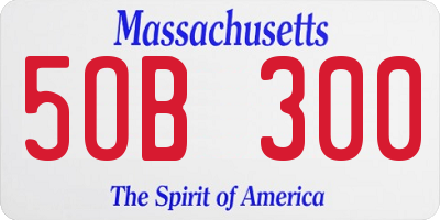 MA license plate 5OB300