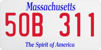 MA license plate 5OB311