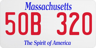 MA license plate 5OB320