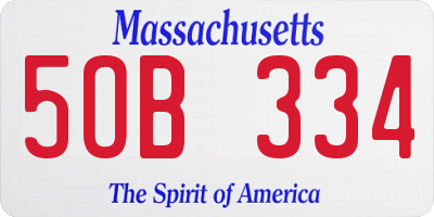 MA license plate 5OB334