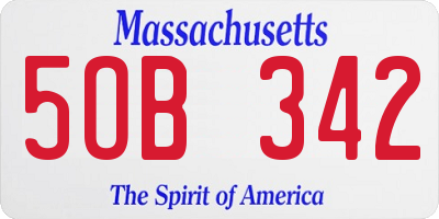 MA license plate 5OB342