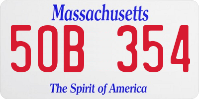 MA license plate 5OB354