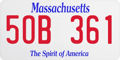 MA license plate 5OB361