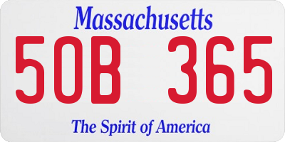 MA license plate 5OB365