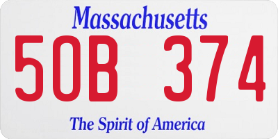 MA license plate 5OB374
