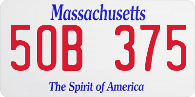 MA license plate 5OB375