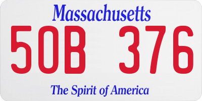 MA license plate 5OB376