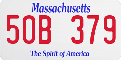MA license plate 5OB379
