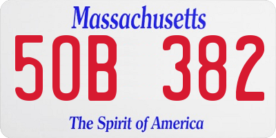MA license plate 5OB382