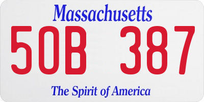 MA license plate 5OB387