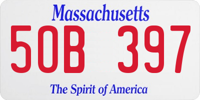 MA license plate 5OB397