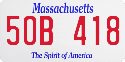 MA license plate 5OB418