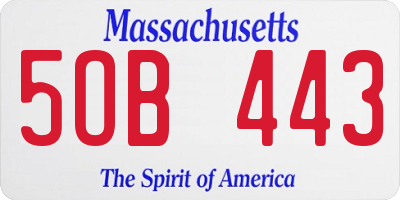 MA license plate 5OB443