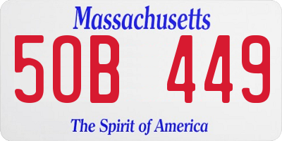 MA license plate 5OB449