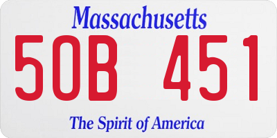MA license plate 5OB451