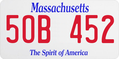 MA license plate 5OB452