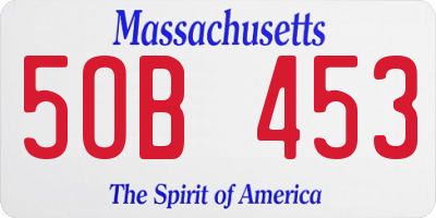 MA license plate 5OB453