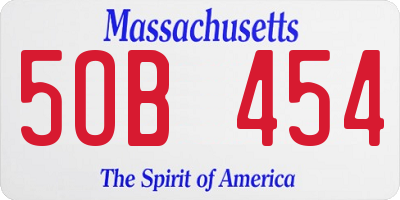 MA license plate 5OB454