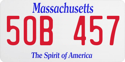 MA license plate 5OB457