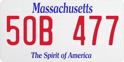 MA license plate 5OB477