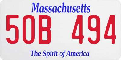 MA license plate 5OB494