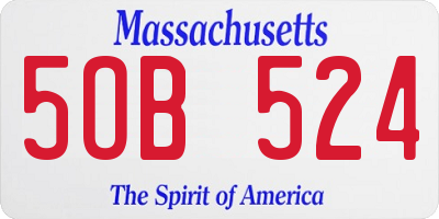MA license plate 5OB524