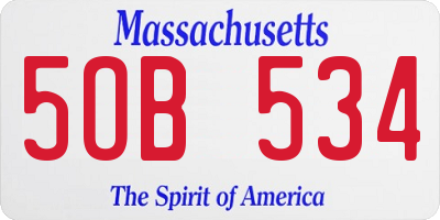 MA license plate 5OB534