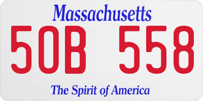 MA license plate 5OB558