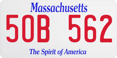 MA license plate 5OB562