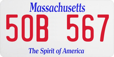 MA license plate 5OB567