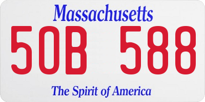 MA license plate 5OB588