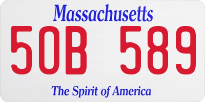 MA license plate 5OB589