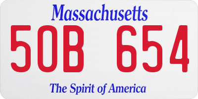 MA license plate 5OB654