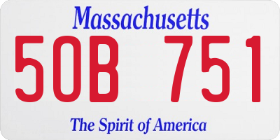 MA license plate 5OB751