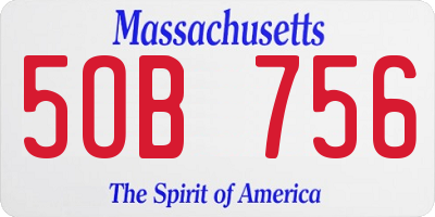MA license plate 5OB756