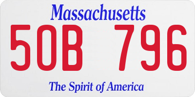 MA license plate 5OB796
