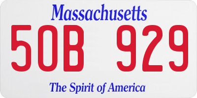 MA license plate 5OB929
