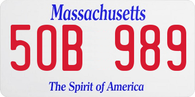 MA license plate 5OB989