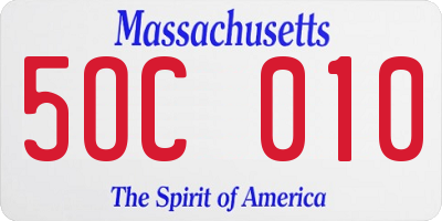 MA license plate 5OC010