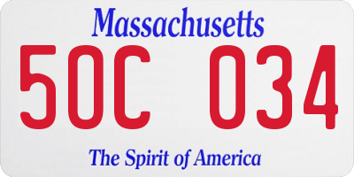 MA license plate 5OC034
