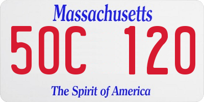 MA license plate 5OC120